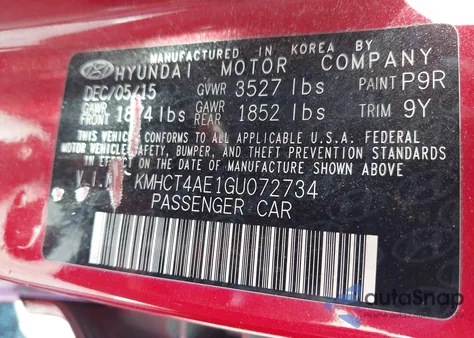 2016 Hyundai Accent Se z USA, uszkodzony, nr VIN KMHCT4AE1GU072734